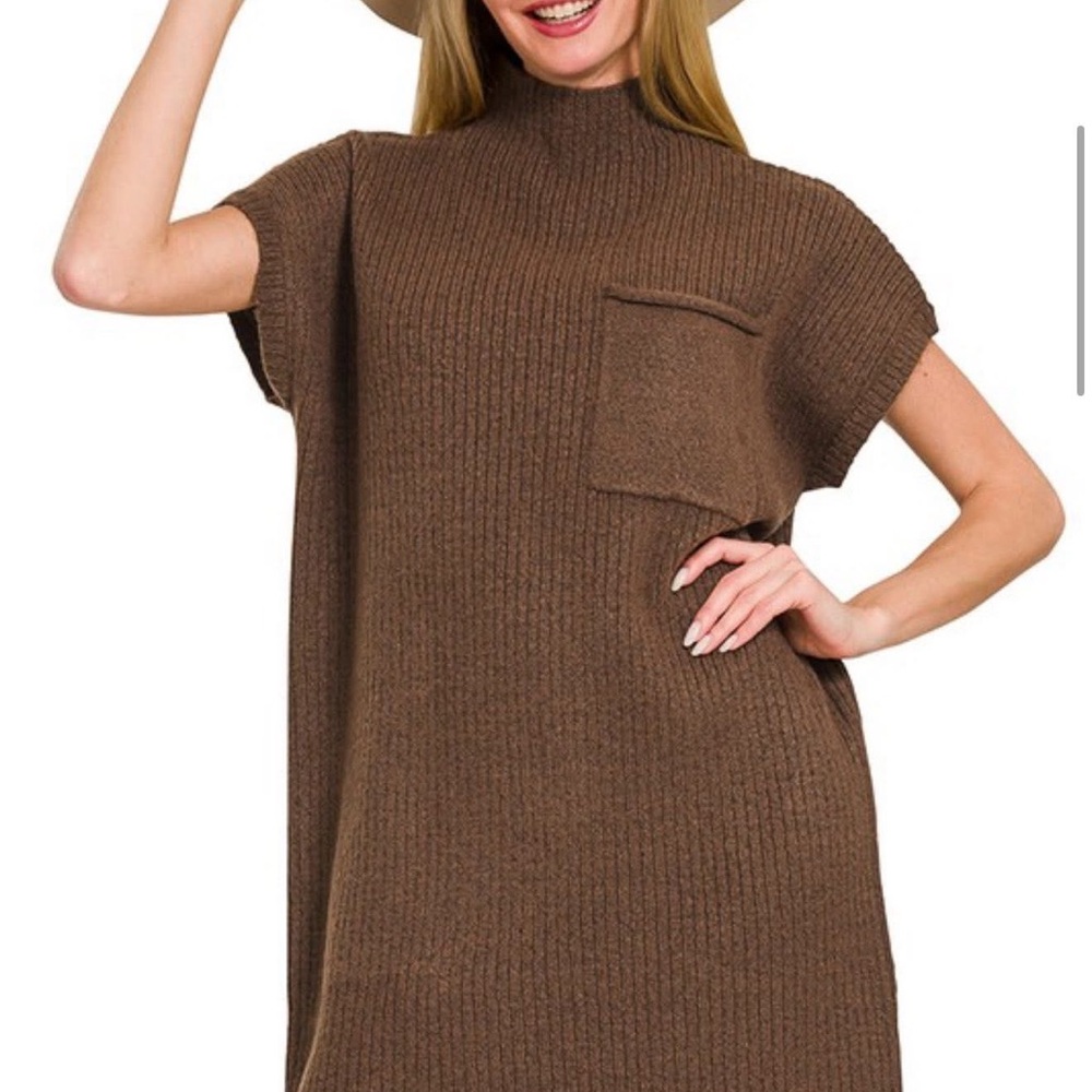 Elegant Brown Knit Dress